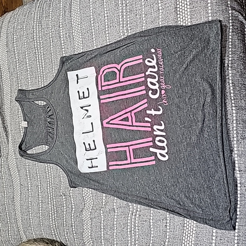 Chixgear Racewear Helmet Hair Don't Care Racerback Tank Top